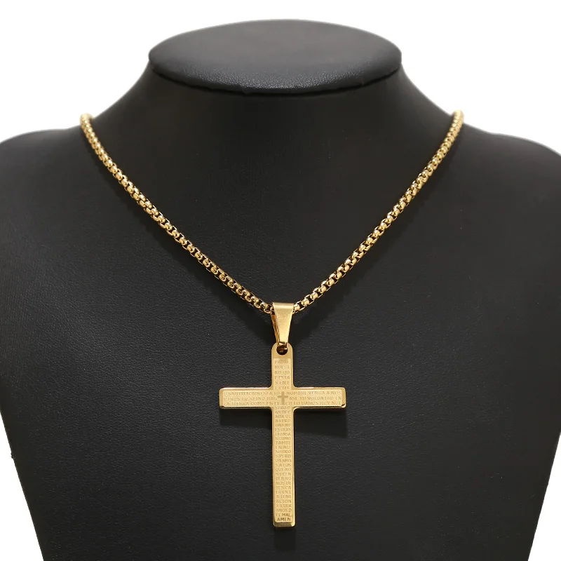 24-дюймовое ожерелье из нержавеющей стали мужской женский крест молитвенный