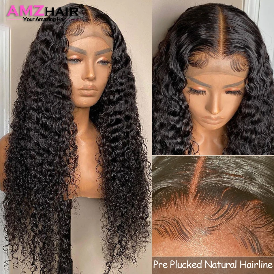Brazilian Kinky Curly Lace Front Wig 13x4 Transparent Lace Front Human Hair Wigs Pre Plucked Lace Closure Wigs For Black Women