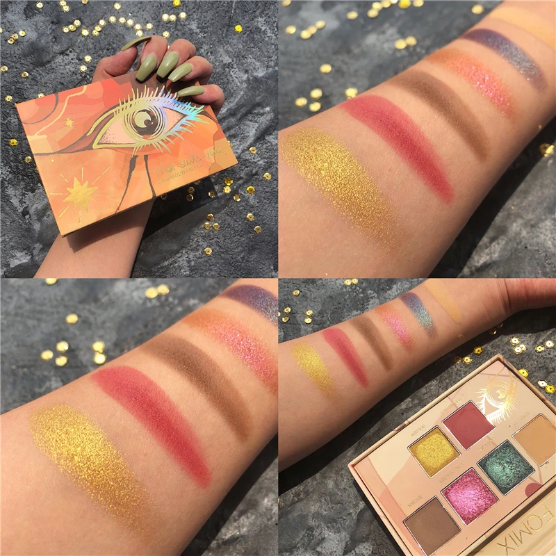 6 цветов мерцающие матовые тени для век Палитра блестящие металлические алмазные