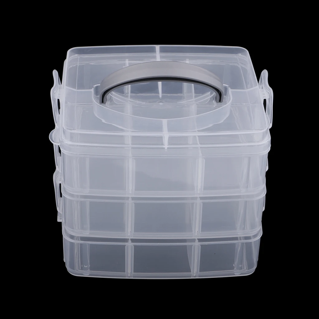 

3 Tier Plastic Clear Jewelry Beads Organizer Box Storage Container Home Sewing Thread Craft Tools Case
