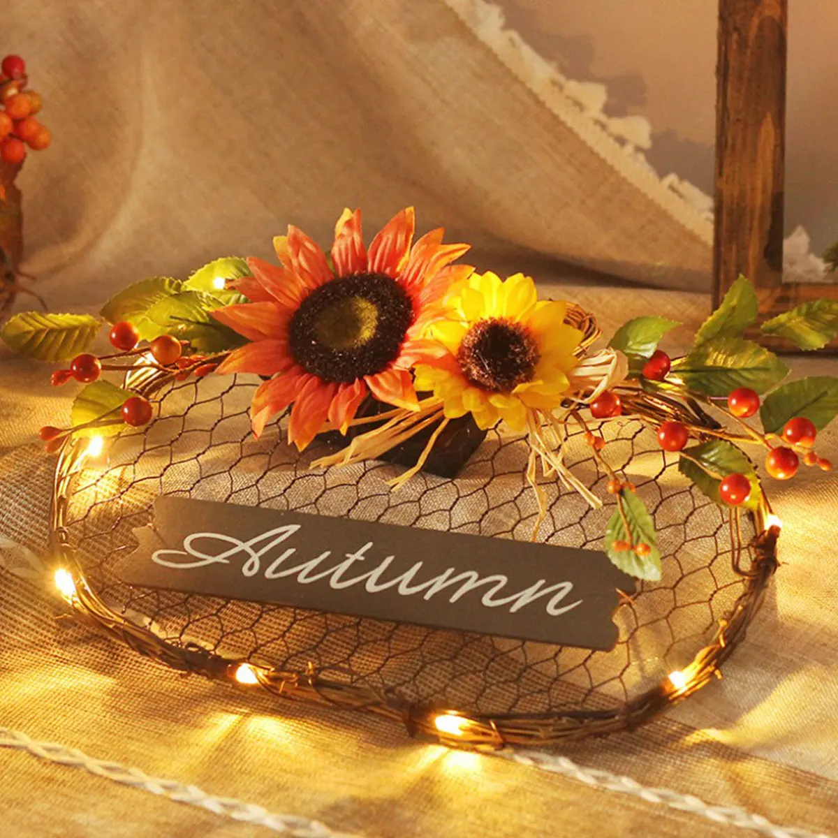 

Christmas Wreath Artificial Sunflower Garland Hanging Ornaments Front Door Wall Decorations Merry Christmas Tree Wreath