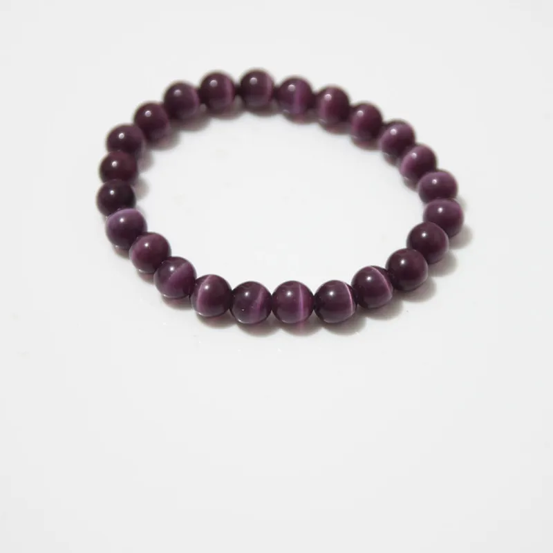 Браслет Будды из натурального фиолетового камня 8/10/12 мм с кристаллами кошачий