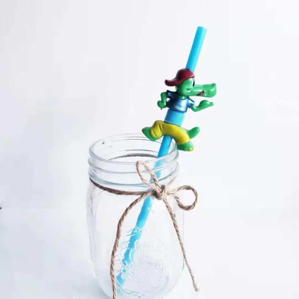 Blue Crocodile 5 шт Мультяшные hello kitty милые пластиковые соломинки для питья многоразовые пластиковые соломинки для детского украшения на день рождения - Цвет: Blue Crocodile