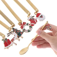 coffee spoon stainless steel christmas mixing dessert spoons party coffee spoon with pendant christmas teaspoon decorations gift