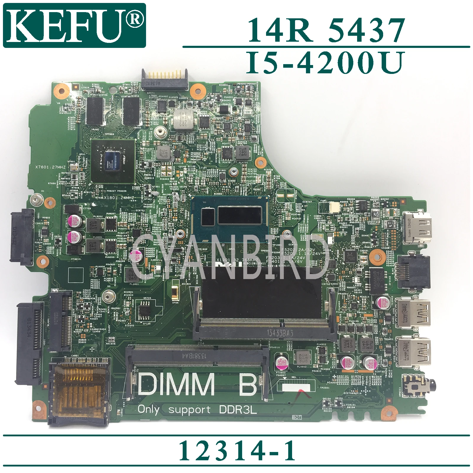 

KEFU 12314-1 оригинальная материнская плата для ноутбука Dell Inspiron 14R 5437 с I5-4200U материнская плата для ноутбука