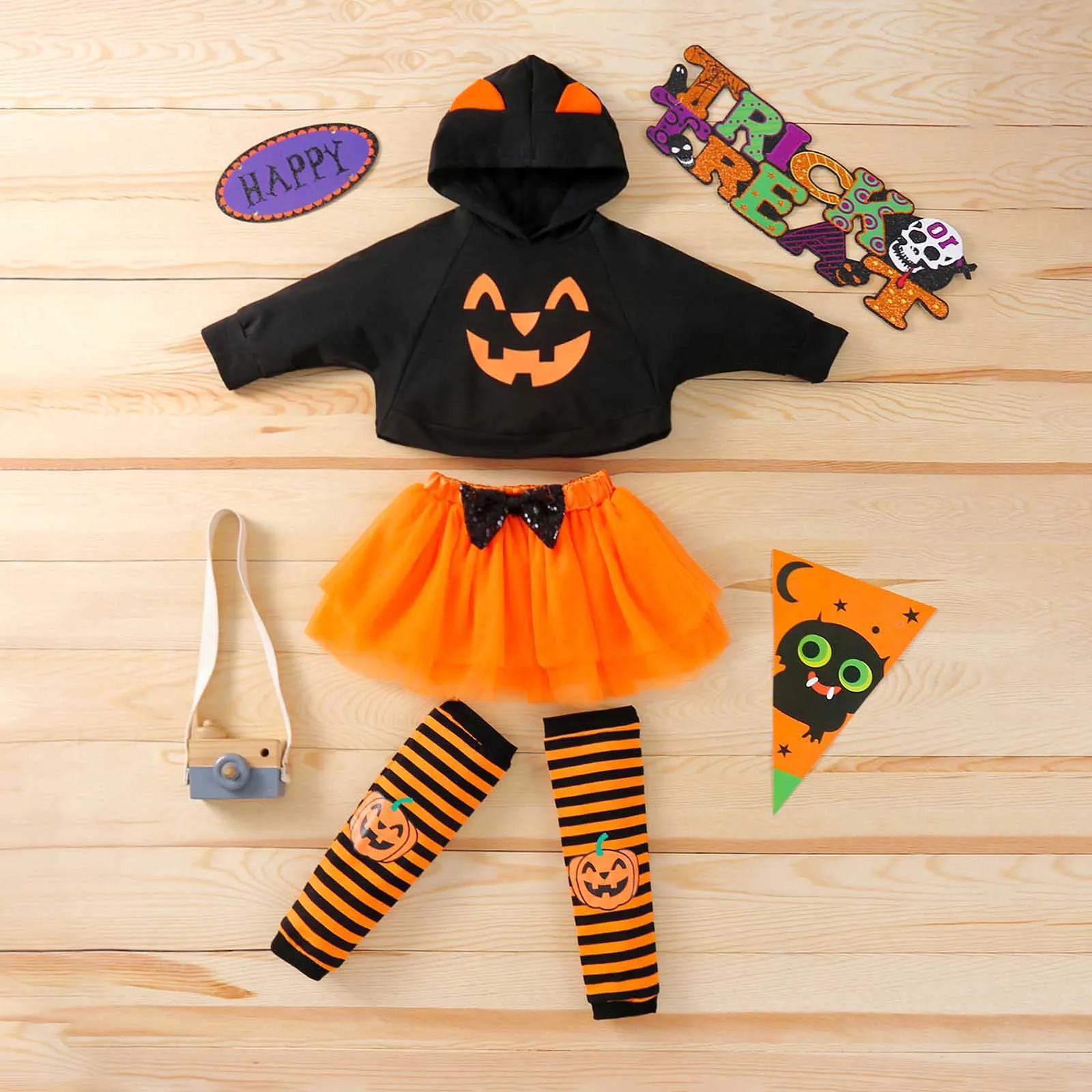 

Детская одежда для девочек на Хэллоуин Мультфильм Тыква с длинным рукавом сетчатая короткая юбка костюм для девочек Теплые наряды для ног о...