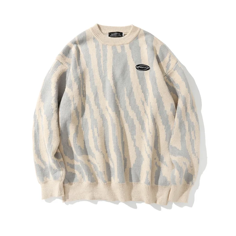 

Harajuku Winter Knitted Sweater Pullover Mens Vintage Men Oversized Striped Sweater Casual Oversized Clothes48121530