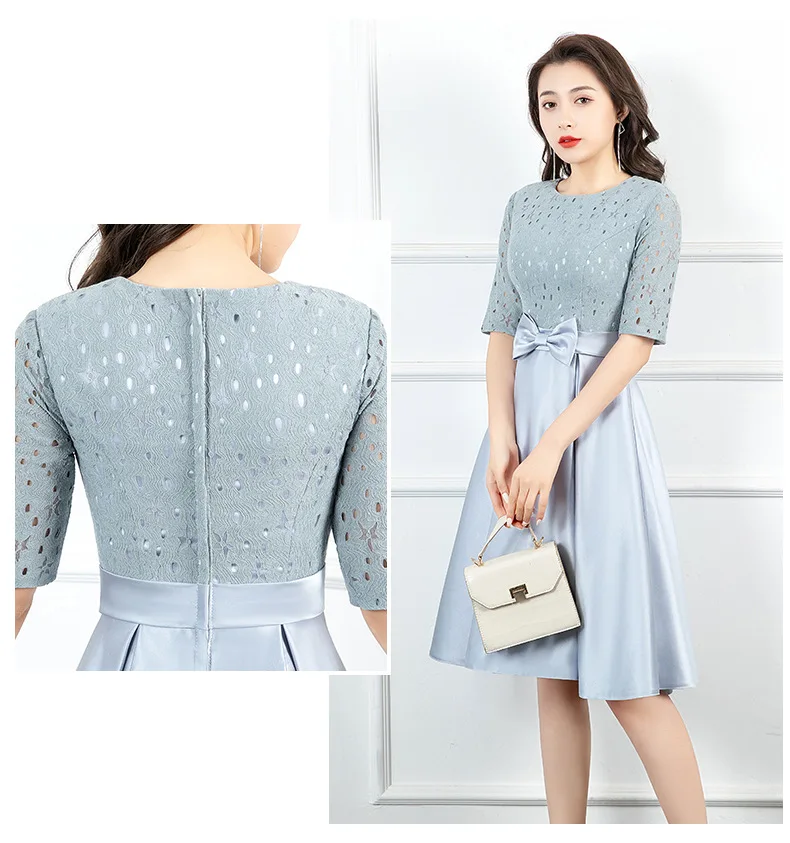 

2021 New Women Banquet Mid-Length Dress Elegant Bridesmaid Wedding Party A-Line Gown Plus Size 3XL Evening Skirt Satin Vestidos