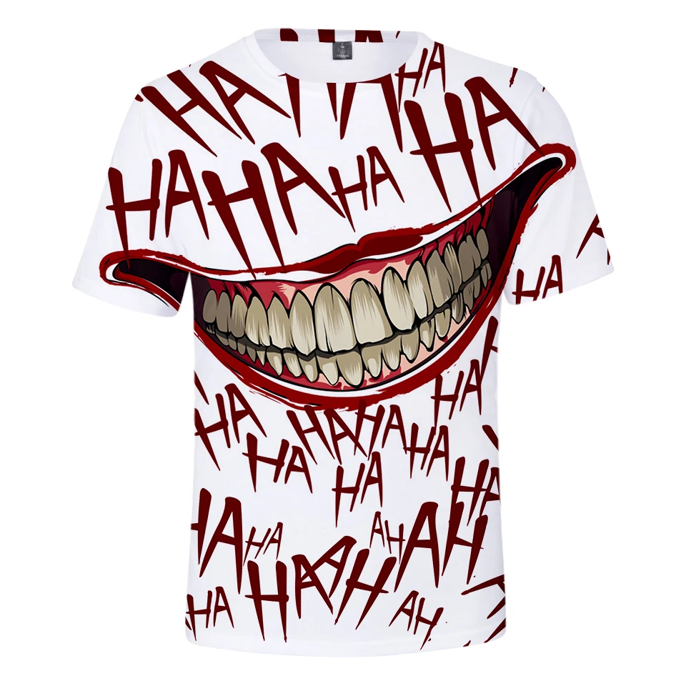 Joker T-shirt Funny Smile Print Crewneck alternative clothing Mens Summer Harajuku Tshirt Tops Plus Size T shirts fashion y2k