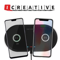 icreative 2 in 1 dual seat qi wireless fast charging pad for iphone samsung couple charge at the same time together