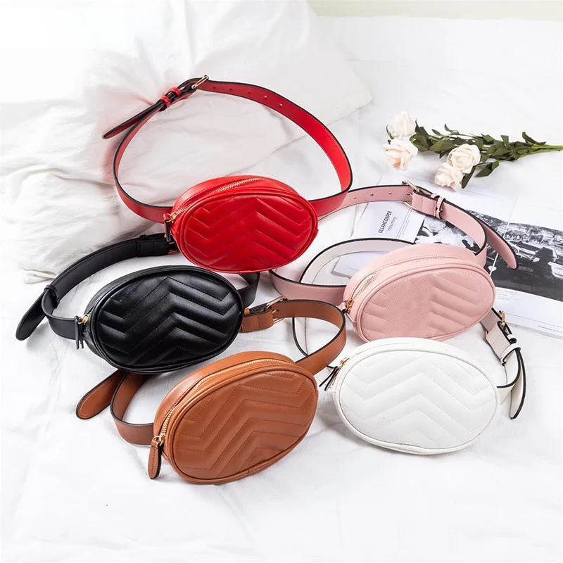 

Women's Waist Bag Designer Oval Belt Bags PU Leather Fanny Pack Female Banana Shoulder Crossbody Chest Bag Hip Purse Small Pouch
