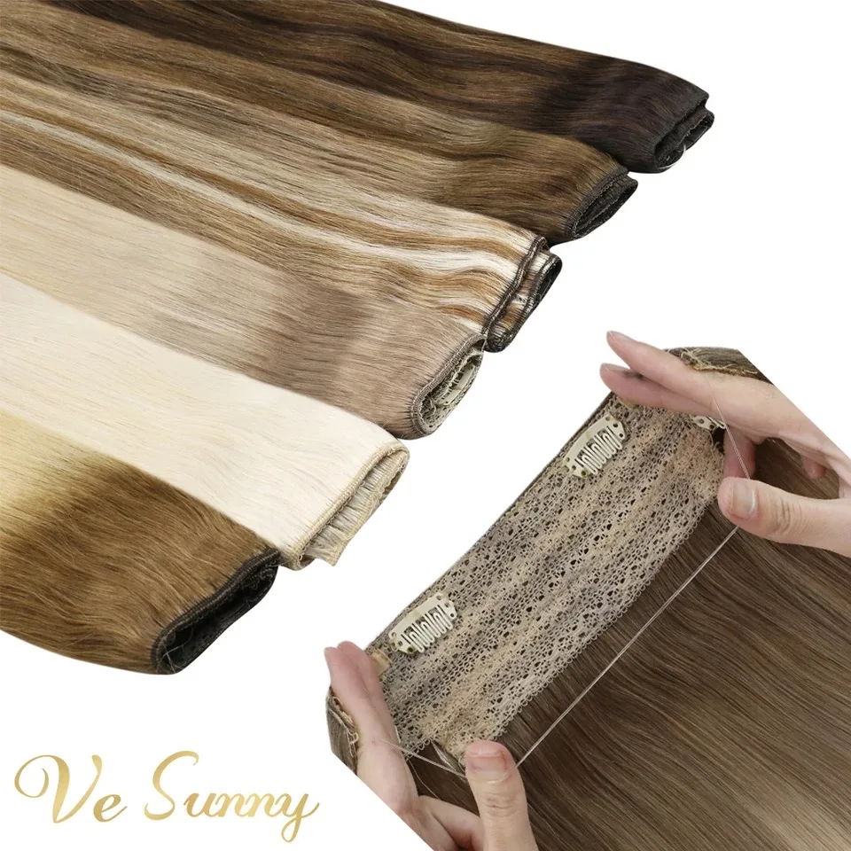 

VeSunny Halo волосы для наращивания Remy волосы 10 дюймов ширина проволочный ободок для волос Halo человеческие волосы для наращивания невидимая рыбь...