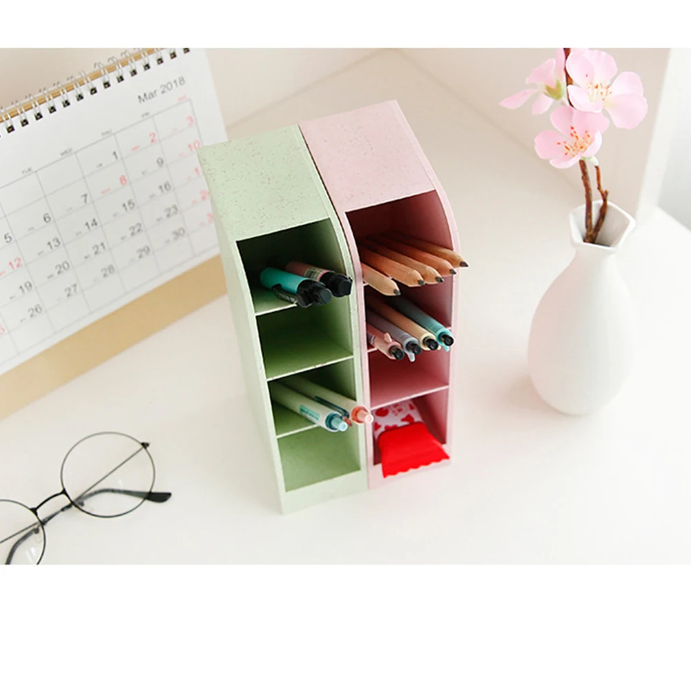 Portable Four Grid Desk Organizer Pen Container Decoration Space Saving Collections Multifunctional Home Storage Box Easy Clean | Дом и сад