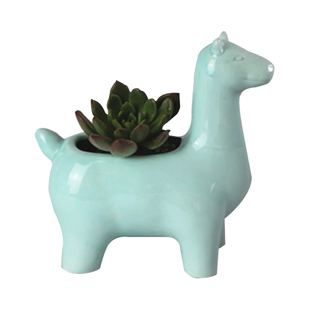 

Ceramic Alpaca Planter Flower Pot with Tray Creative Animal Pot for Succulents Plants Home Garden Desktop Decoration