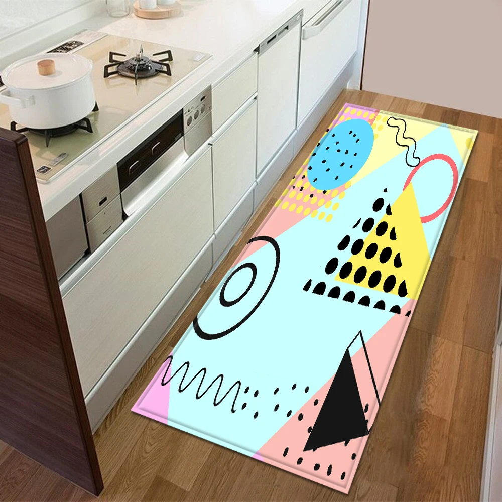 Kitchen Mat Bedroom Entrance Doormat 3D Geometric Pattern Home Floor Decoration Living Room Carpet Bathroom Non-Slip Rug