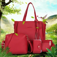 women top handle bags female composite bags women messenger bags handbag set pu leather wallets key bag set