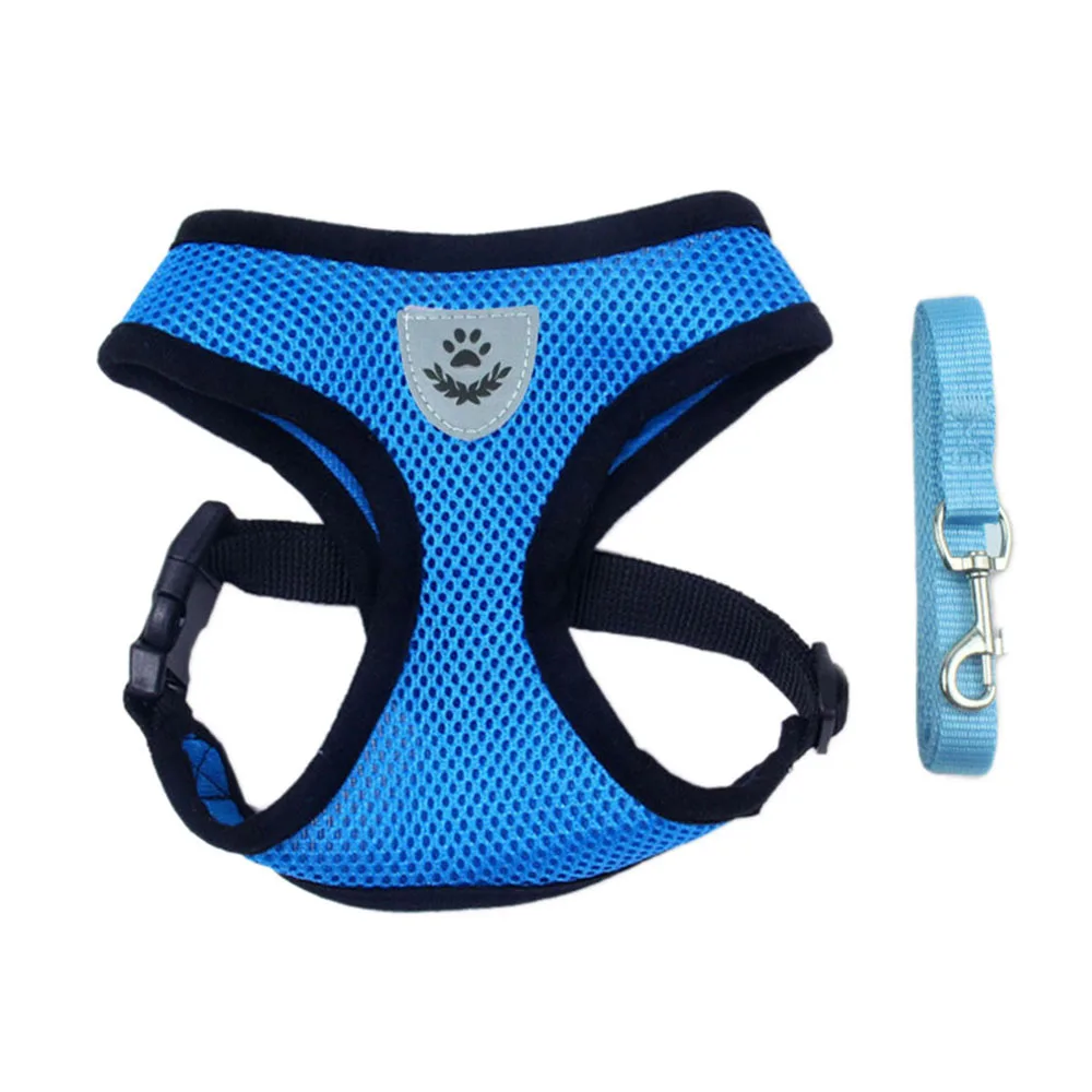 Шлейка и поводок для собак кошек Мягкая сетчатая мягкая жилетка со