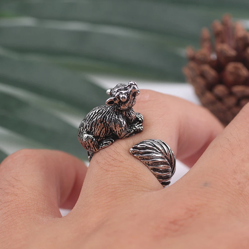 Punk Style Retro Alloy Squirrel Ring Animal Personality For Men And Women Couples Opening Adjustable Size Gift | Украшения и
