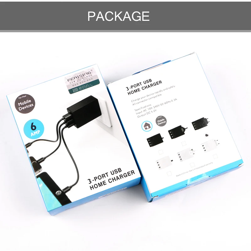 Зарядное устройство FERISING 3 порта USB зарядная станция зарядное 30W 5V/6A быстрое