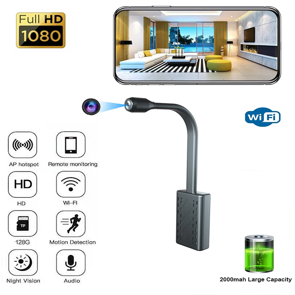 

2000mah Flexible Smallest WiFi Camera HD Portable IP Wireless Surveillance Camera PIR Cloud Storage Live Remote Monitoring