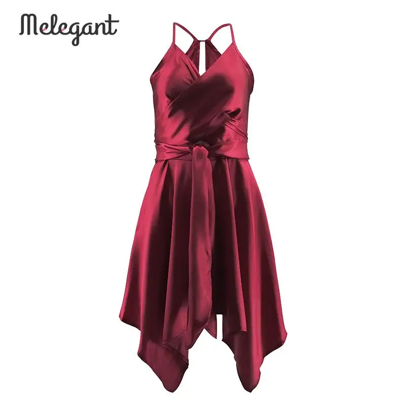 Melegant однотонный Атлас Для женщин платья Вечерние для ночного плюс Размеры