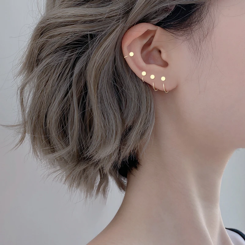 

925 Sterling Silver C- Shaped Earrings Women's 2021 New Trendy Cold Stud Earrings Simple Temperament Ear Bone Ring Petite