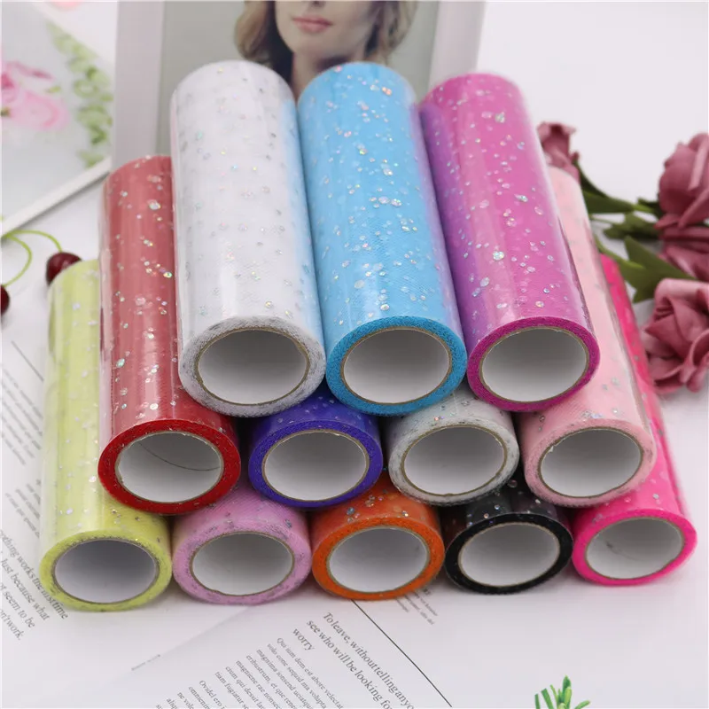 

15cm*9.2m Glitter Sequin Tulle Roll Spool Tutu Skirt Baby Shower Wedding Decoration Organza Laser DIY Birthday Party Supplies