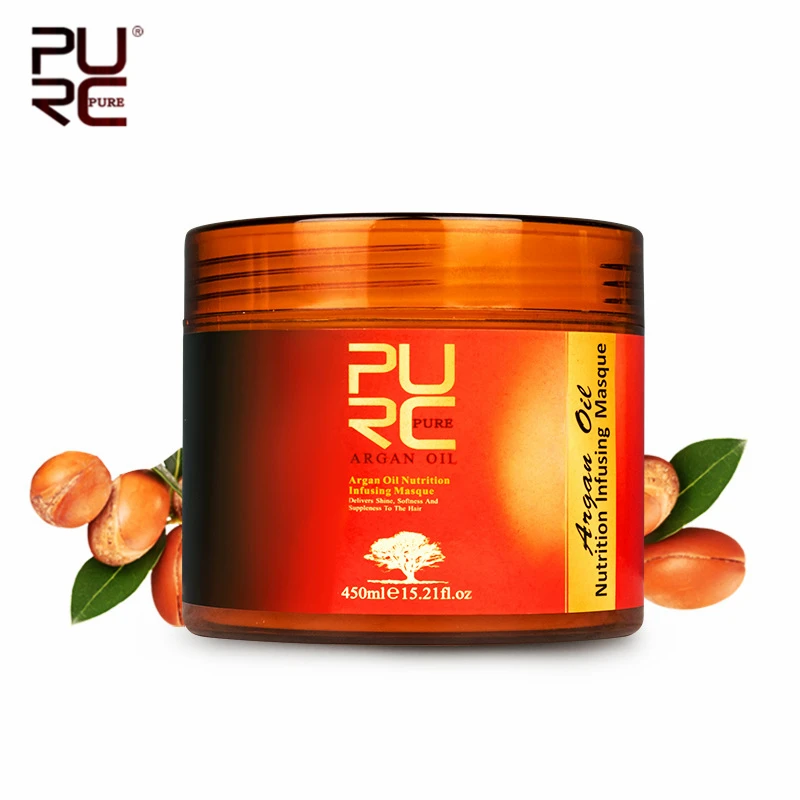 

PURC Moroccan Argan Oil Hair Mask Treatment Repair Damaged Dry Eliminate Frizzy Hair Make Hair Soft Smoothing Conditioner 450ML