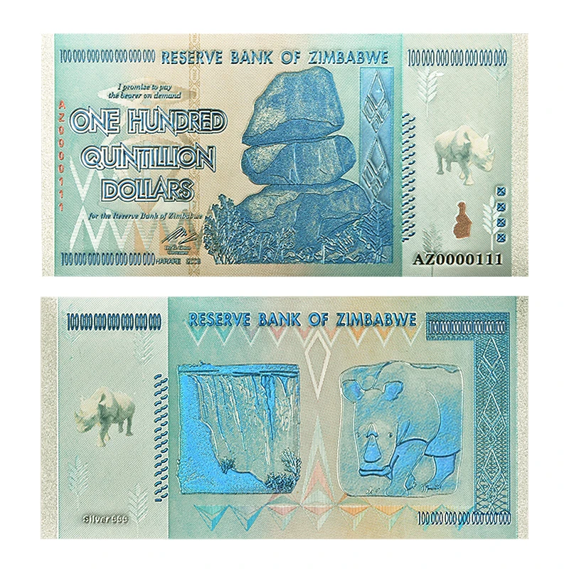 S 100 Quintrillion Zimbabwe$ Z100 триллион/100 кинтриллион/5 октиллион/100 декальон долларовые банкноты из золотой фольги реплики банкнот Бумажные деньги бизнес подарок - Цвет: S 100 Quintrillion