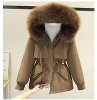 cotton padded plus size 2xl winter big fur jacket women loose slim warm hooded parka coat down jacket