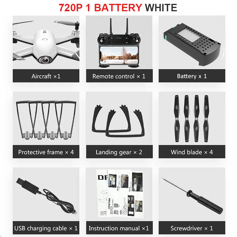 White 720P 1B SG106 Радиоуправляемый Дрон оптический поток 1080P 720P 4K HD Двойная камера в реальном времени воздушная видео Радиоуправляемый квадрокоптер самолет позиционирование игрушки RTF малыш - Цвет: White 720P 1B
