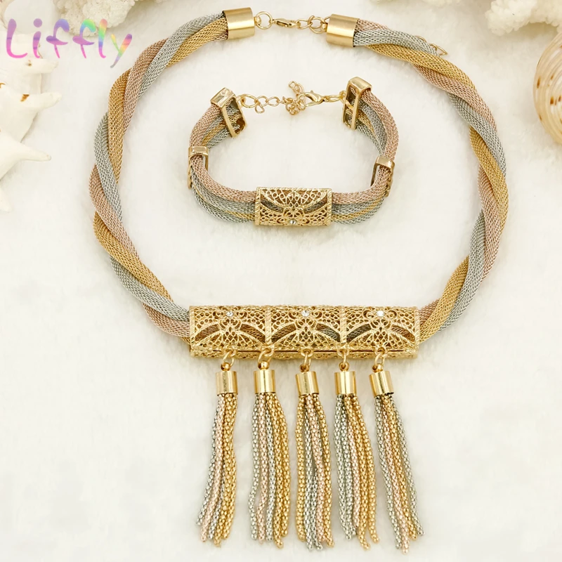 Женский комплект ювелирных изделий Liffly из колье серёг кольца браслета