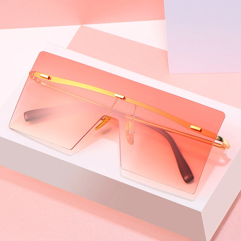 

Fashion Frameless UV400 PC Sunglasses Outdoor Driving Travel Beach Sunglasses Irregular Classic Retro Shade Sunglasses
