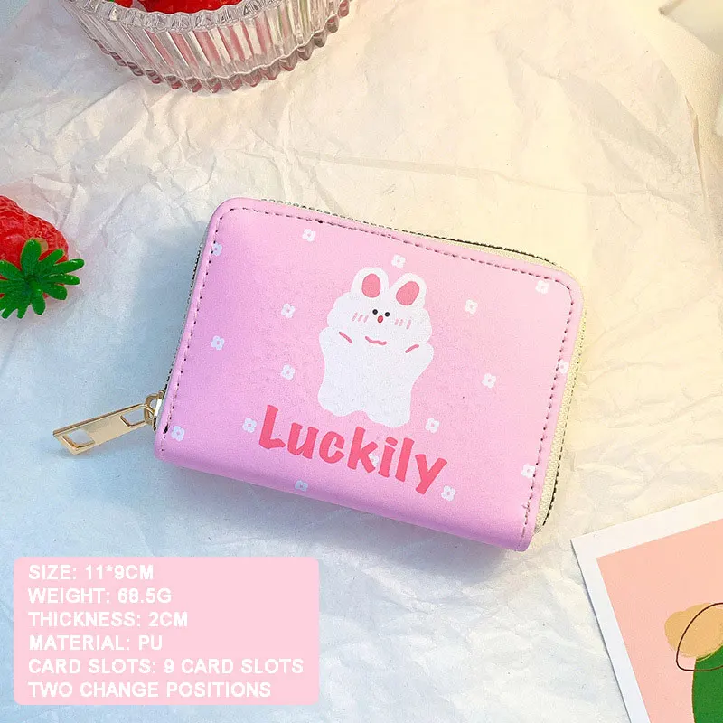 

W&G Ins Kawaii Bear Plaid Wallet Cute Cartoon Multi-card Card Holder PU Coin Purse Portable Storage Bag