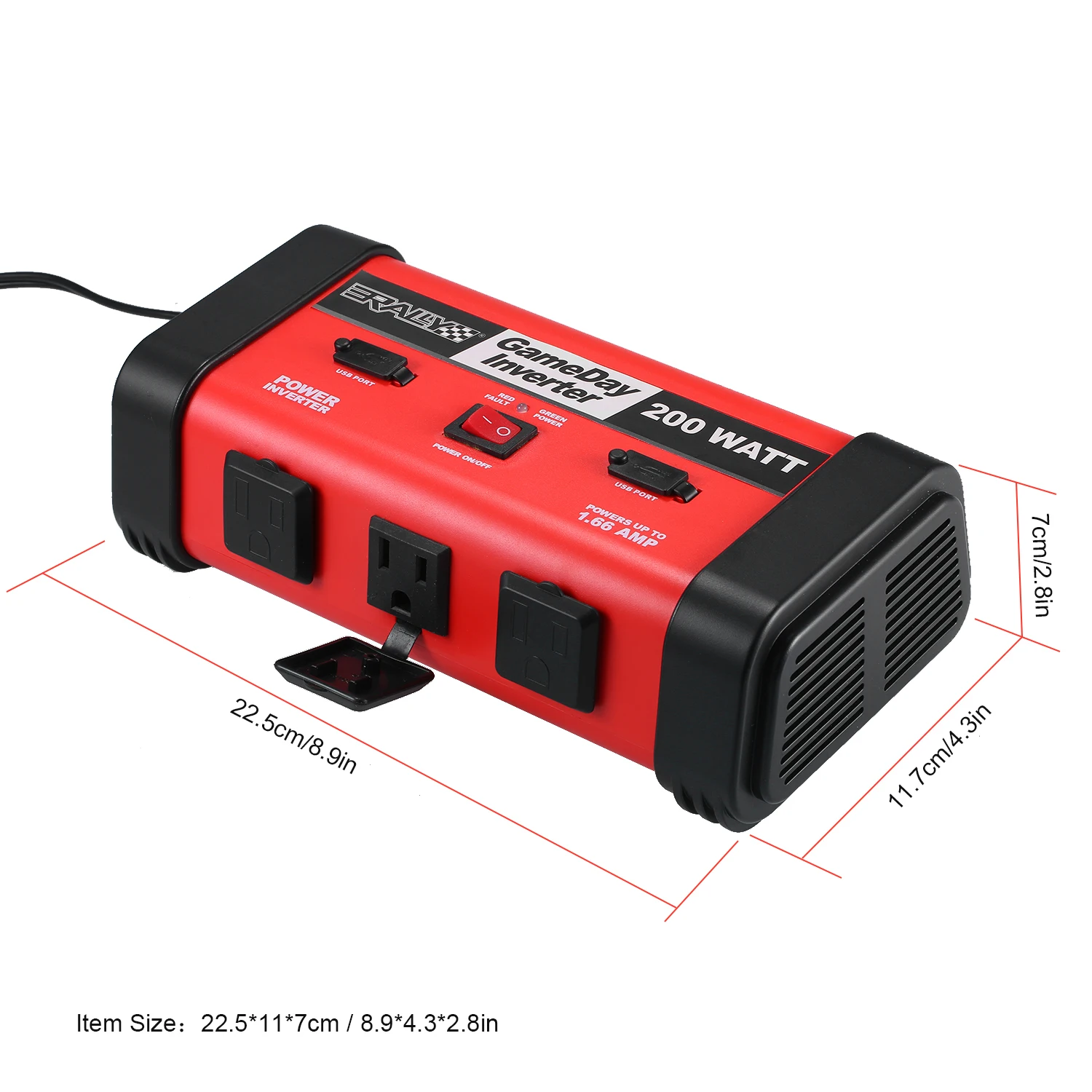 

New 200W Car Power Inverter DC 12V to 110V Modified Sine Wave Converter with USB Port for Laptop Smartphone Household Appliances