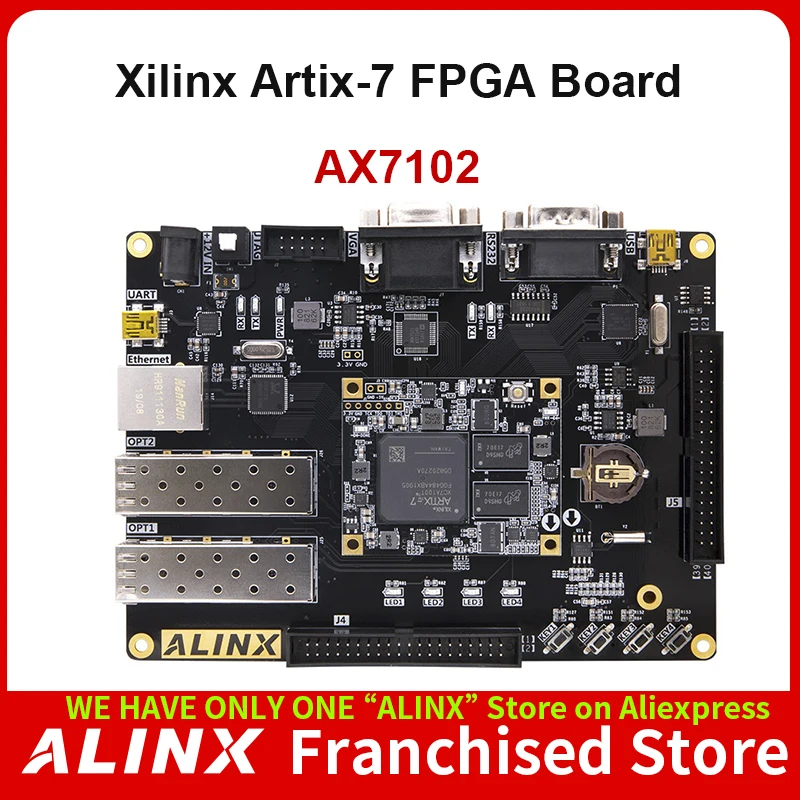 Плата для разработки ALINX AX7102: XILINX Artix-7 XC7A100T FPGA A7 SoMs SFP Gigabit Ethernet VGA оценочная плата |
