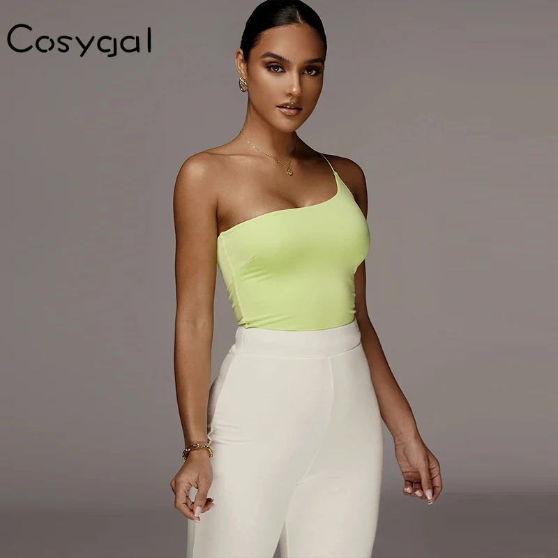 Cosygal светильник желтого цвета сексуальное боди на одно плечо с низким вырезом