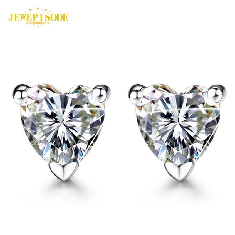 

Jewepisode, милое сердце, 100% Стерлинговое Серебро 925 пробы, имитирующие Moissanite алмаз, свадебные серьги-гвоздики, оптовая продажа ювелирных изделий