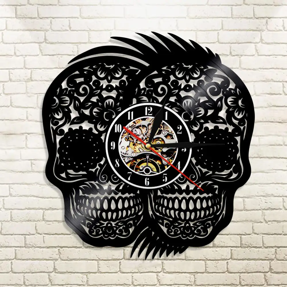 Настенные часы с двумя черепами на Хэллоуин настенные украшения для дома