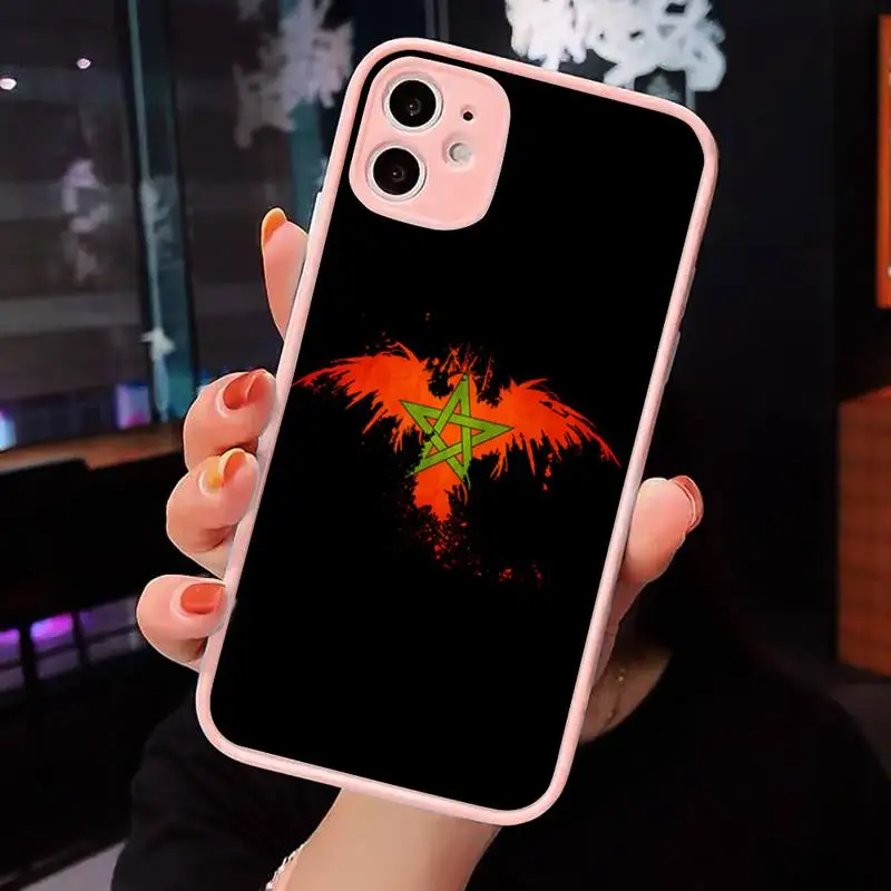 

Morocco Flag Coat Of Arms Phone Case Matte transparent For Pink iPhone 12 Mini 11 Pro XR XS Max 7 8 Plus X Back Cover