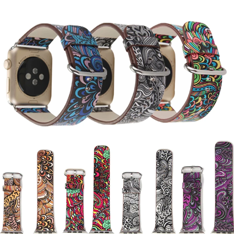 Ремешок кожаный спортивный для apple watch band 38 мм 42 40 44 браслет в национальном стиле