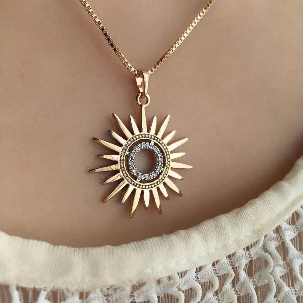 Jewelry Women Fashion Vintage Gift Gold Sunflower Dill Present Necklace For Pendant Accessories hanging бижутерия | Украшения и