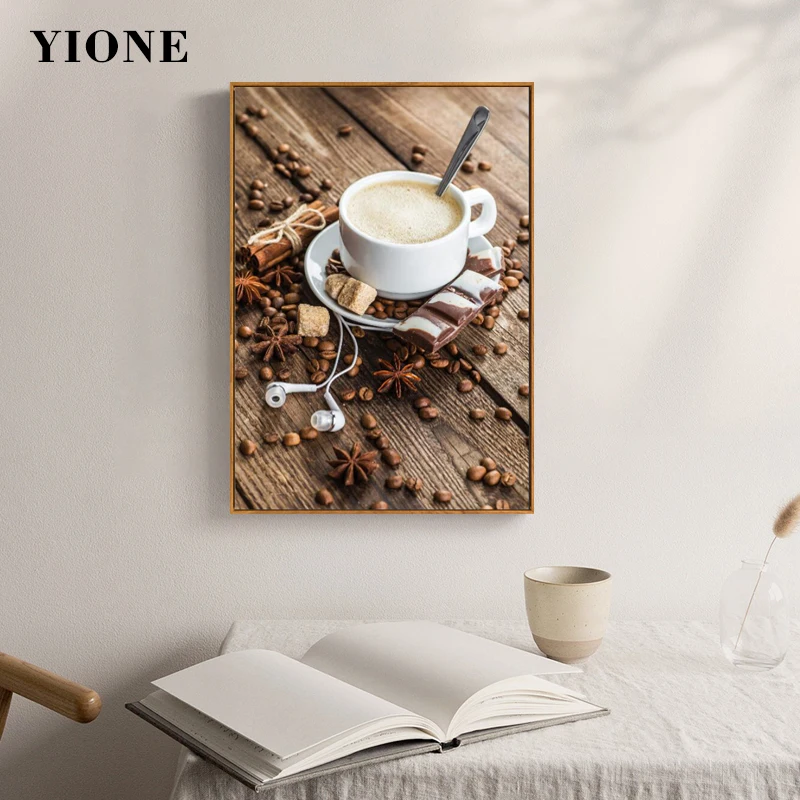 

Chocolate Coffee Beans Cup Wall Paintings Modern Life Food Latte Canvas Art Poster Picture for Restaurant Cafe Decoration Prints