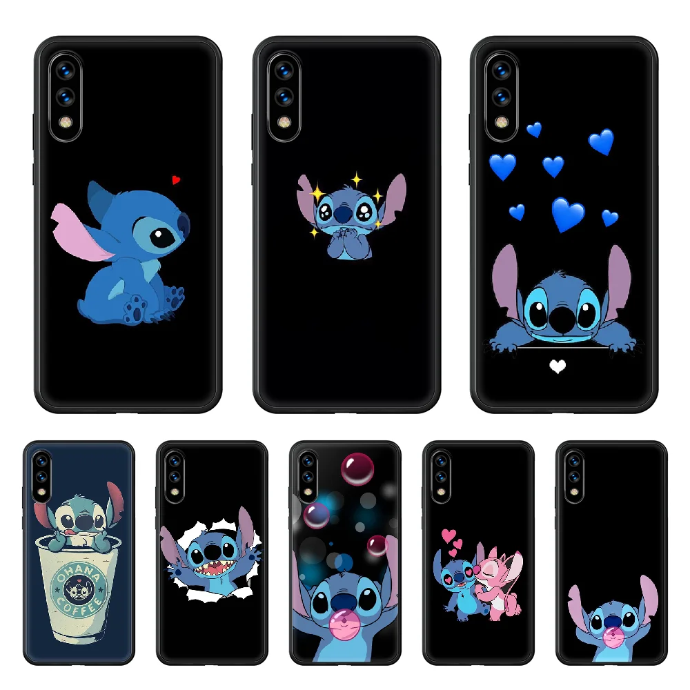 Милый чехол для телефона Stich Stitch корпус huawei honor play 6 7 8 9 10 view 20 A X i pro lite черный из ТПУ