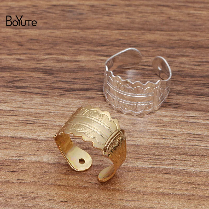 

BoYuTe Custom Made (200 Pieces/Lot) Metal Brass Flower Carved Adjustable Ring Base Diy Handmade Jewelry Accessories