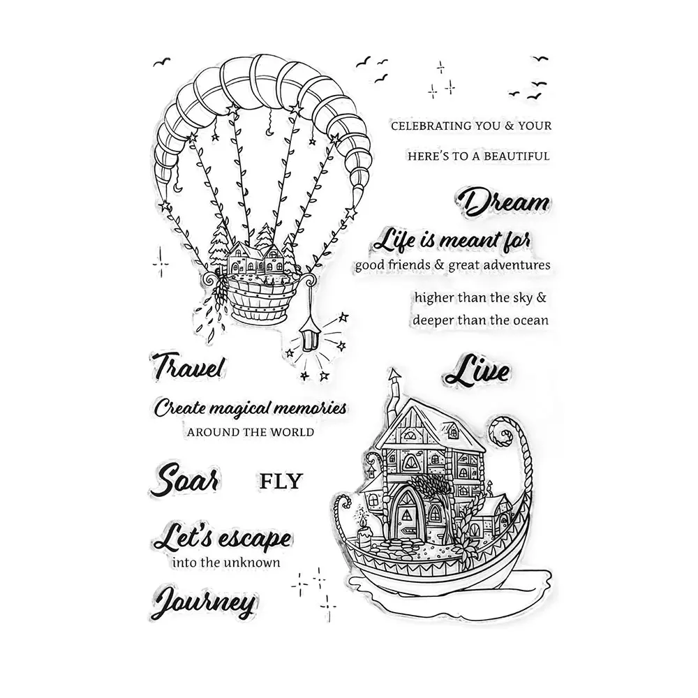 

2021 Hot Air Balloon and Parachute Metal Cutting Die And Stamps Scrapbooking DIY Decoration Craft Embossing Stenci