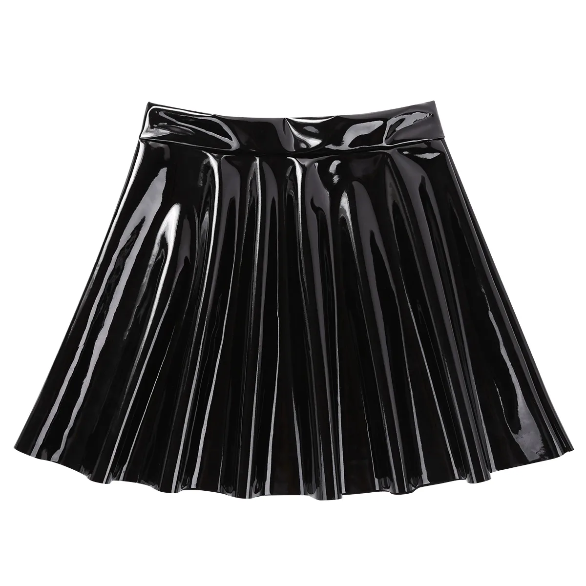 Women Wet Look PU Leather High Waist Pole Dancing Skirt Night Party Clubwear Festival Rave Dance Costume Sexy Mini Skater Skirts |