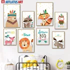 Палатка с изображением медведя лисы льва Совы енота, плакаты и картины в скандинавском стиле, настенная живопись, картины на стену, декор для детской комнаты