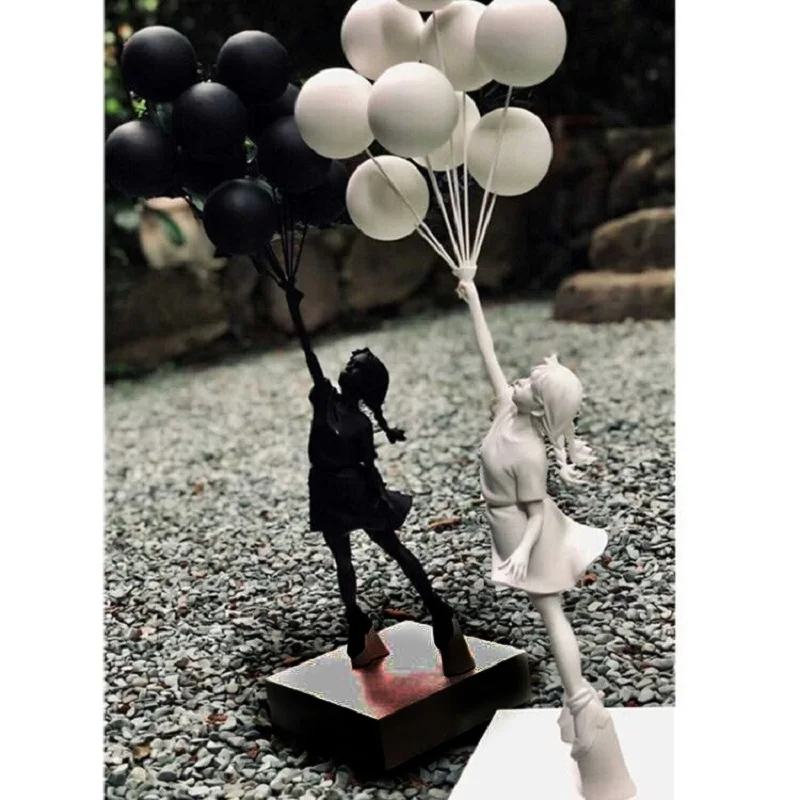 Luxurious Balloon Girl Statues Banksys Flying Balloons Art Sculpture Resin Craft Home Decoration Christmas Gift 57cm | Дом и сад