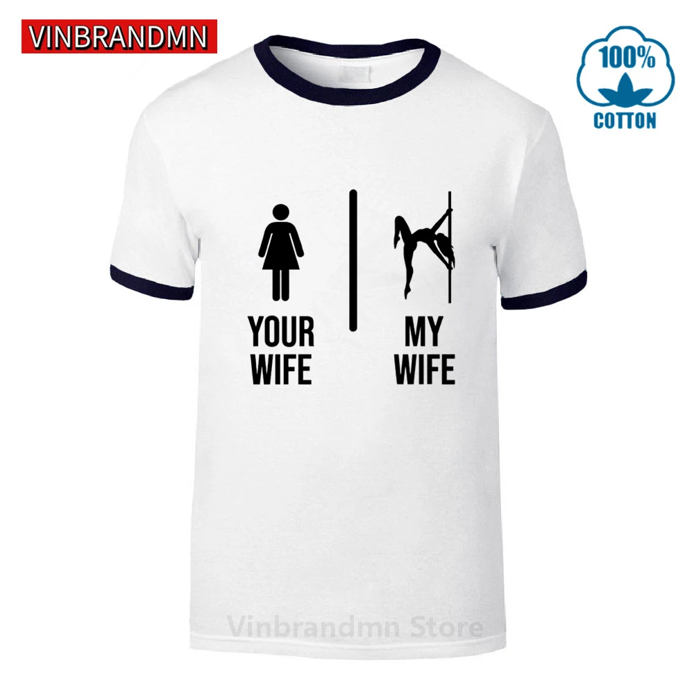 Ваша жена полюс Танцы 2020 новая забавная футболка Для мужчин короткий рукав в